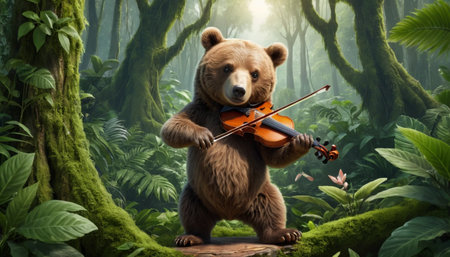 Bear Violin Jungle Wallpaperの素材
