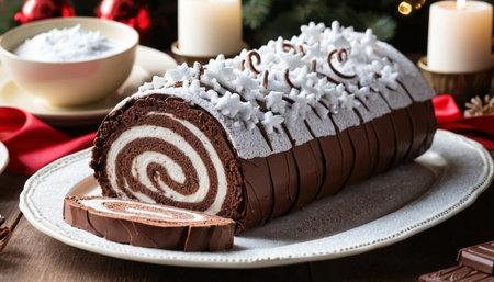 Yule Log With Snow Icing Swirlsの素材