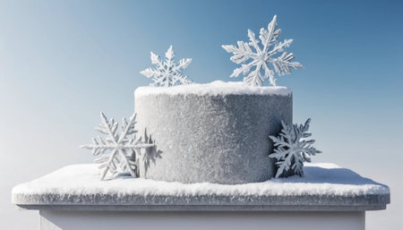 White Podium Accented by Snow Crystalsの素材