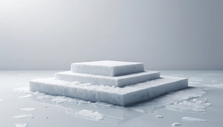 White Podium on Icy Minimalist Backgroundの素材