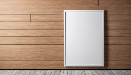 Wooden Wall Lounge with Centered White Frameの素材