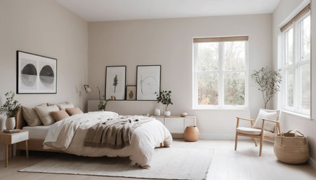 Cozy bedroom in modern minimalist styleの素材