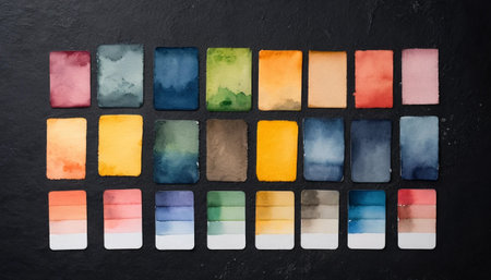 Color swatch pattern on dark paperの素材