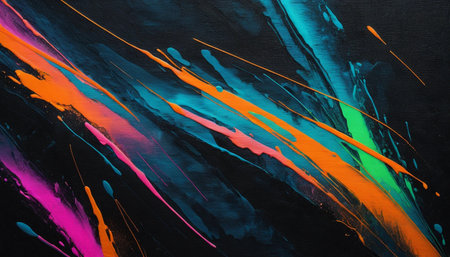 Glow paint streaks on deep canvasの素材