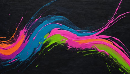 Glow paint streaks on deep canvasの素材