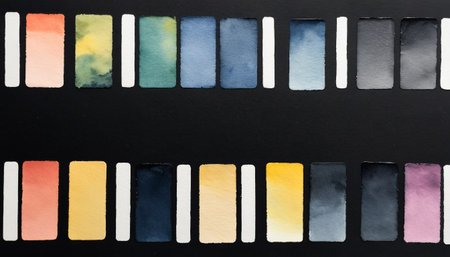 Soft watercolor swatches on blackの素材