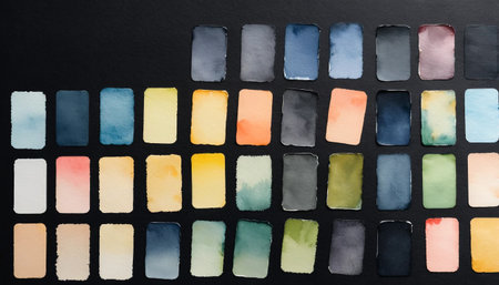 Soft watercolor swatches on blackの素材