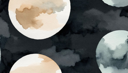 Neutral watercolors over deep blackの素材