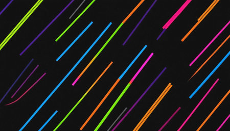 Vibrant neon lines against blackの素材