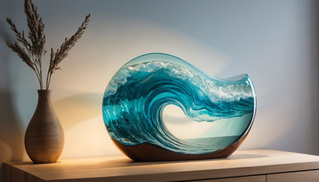 Glass vase shaped like ocean waveの素材
