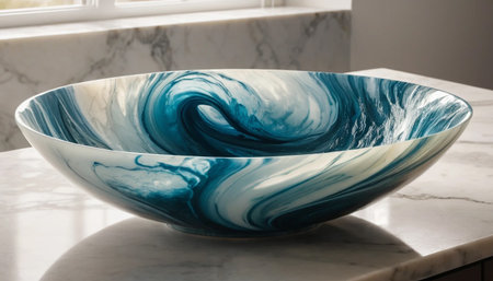 Bowl shaped like swirling oceanの素材