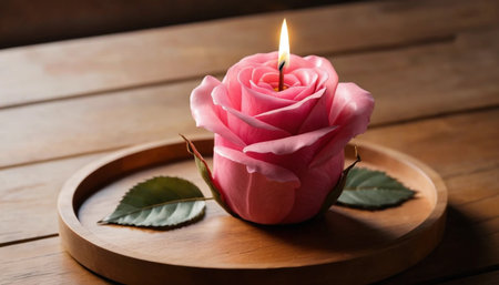 Candle shaped like blooming roseの素材