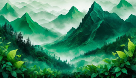 Emerald Vines and Misty Peaksの素材