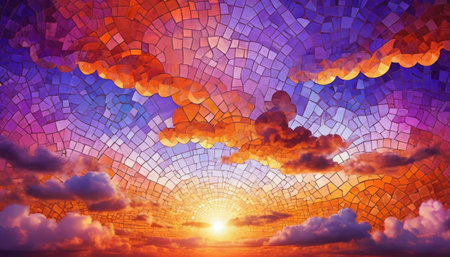 Sunset Clouds and Mosaic Textureの素材