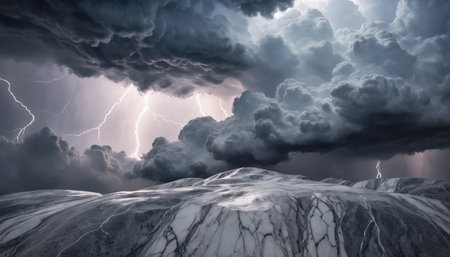 Thunderstorm Sky and Marble Surfaceの素材