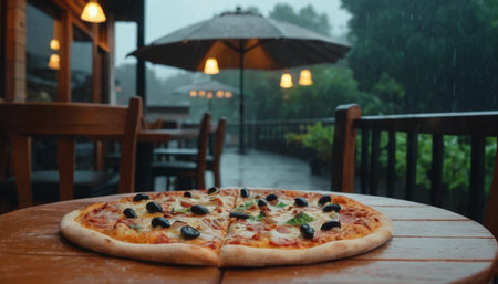 Rainy Day Pizza Comfort Sceneの素材