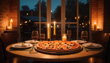 Romantic Dinner Pizza Sceneの素材
