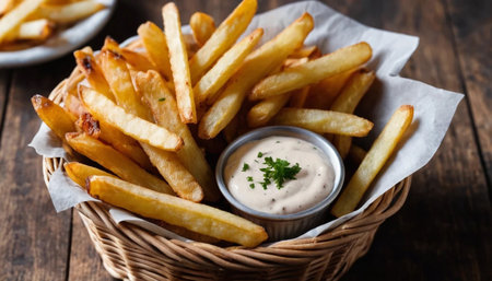 Closeup Basket of Fried Potatoesの素材