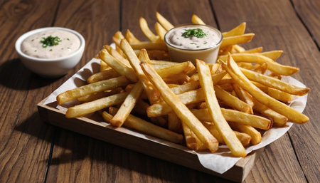 Golden Crispy Fries on Tableの素材