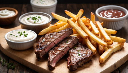 Steak Cut Fries with Cream Dipの素材