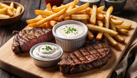 Steak Cut Fries with Cream Dipの素材