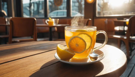 Citrus Tea with Lemon on Sun Tableの素材