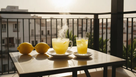 Hot Lemon Drink on Sunny Balconyの素材