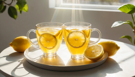 Glass of Citrus Tea with Sunbeamsの素材