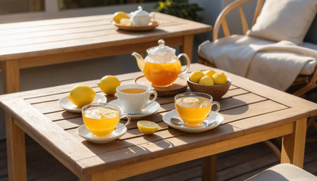 Elegant Tea Time in Sunlightの素材