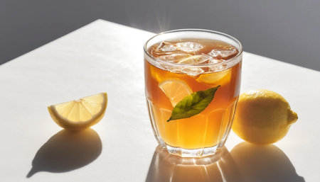 Refreshing Lemon Tea in Bright Sunの素材