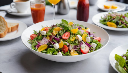 Colorful Salad Plate On Tableの素材