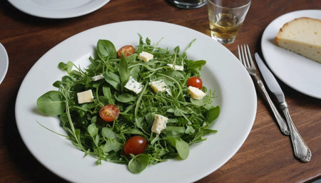 Arugula Salad On Restaurant Tableの素材