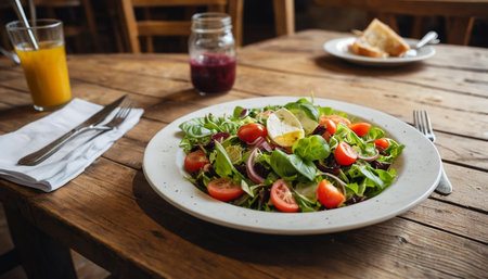 Fresh Salad in Italian Cafe Decorの素材