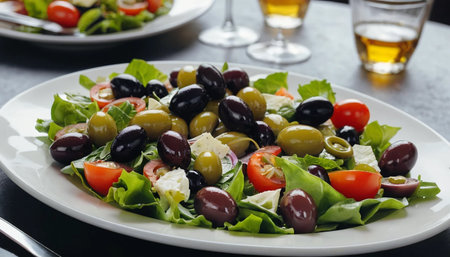 Italian Salad with Olive Garnishの素材