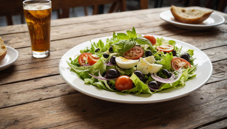 Fresh Salad in Italian Cafe Decorの素材