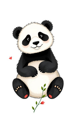 Creative Panda Illustration In Decorative Art Styleの素材