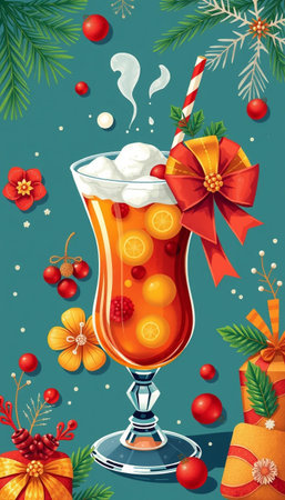 Festive Drink Art Design In Colorful Beverage Illustrationの素材