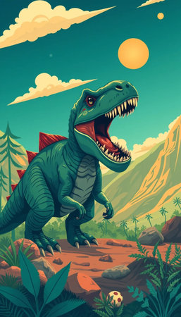 Prehistoric Dinosaur Art In Creative Illustration Styleの素材