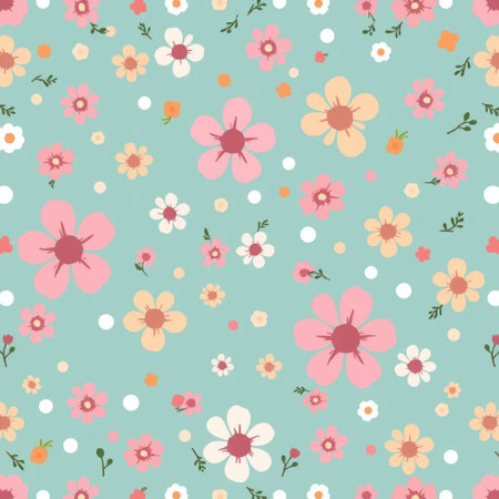 Scattered Polka Floral Creative Patternの素材