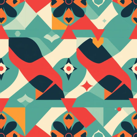 Stylish Mid Century Retro Geometric Patternの素材