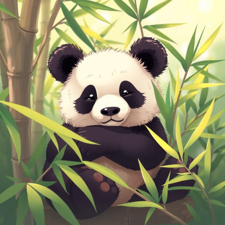 Relaxed Panda In Bamboo Forestの素材