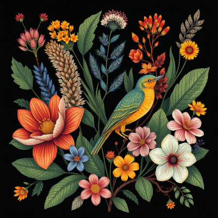 Rare Flora Fauna Botanical Wildlife Patternの素材