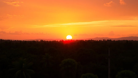 Orange Sky Evening Glow Shining Bright Acrossの素材