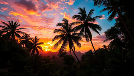 Magical Evening Glow Colors Lighting Up Tropicalの素材