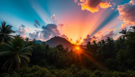 Magical Evening Glow Colors Lighting Up Tropicalの素材