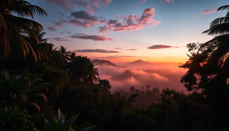 Mystic jungle twilight glowing softly with warmの素材