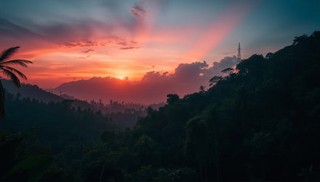 Shimmering twilight over wide jungleの素材