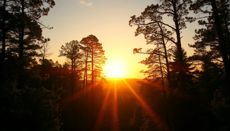 Soft warm glow over tropical jungleの素材