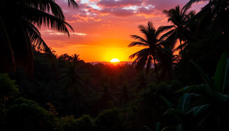 Vibrant tropical horizon glowingの素材