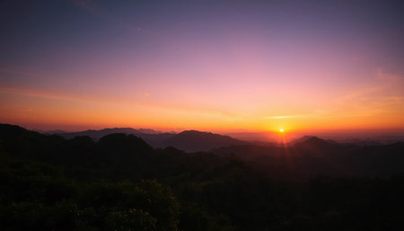 Radiant twilight over jungle hillsの素材